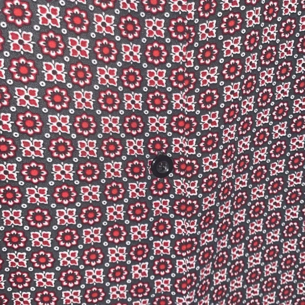Vintage 90’s Chiffon Burgundy Wine Floral Retro Print Button Down Long Sleeve To
